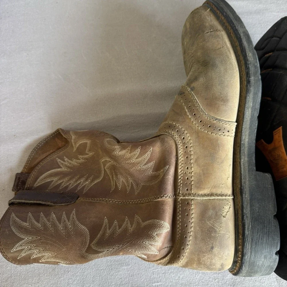 Size 11.5 - ARIAT SIERRA AGED BARK LEATHER STEEL TOE WESTERN WORK BOOTS 10010134